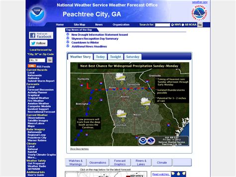 Nws peachtree city ga - Southeast wind 5 to 10 mph becoming south after midnight. Chance of precipitation is 60%. Sunday. A chance of showers and thunderstorms. Cloudy, with a high near 74. West wind around 10 mph, with gusts as high as 20 mph. Chance of precipitation is 40%. Sunday Night. Mostly cloudy, with a low around 52. West wind around 5 mph.